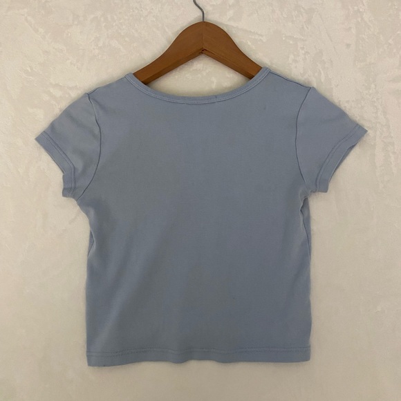 Brandy Melville Baby Blue Short Sleeve Crop Top - Picture 2 of 10